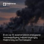 На Полтавщині через влучання безпілотника виникла пожежа на об’єкті видобутку газу